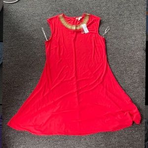 Red Dress with Gold Neckline